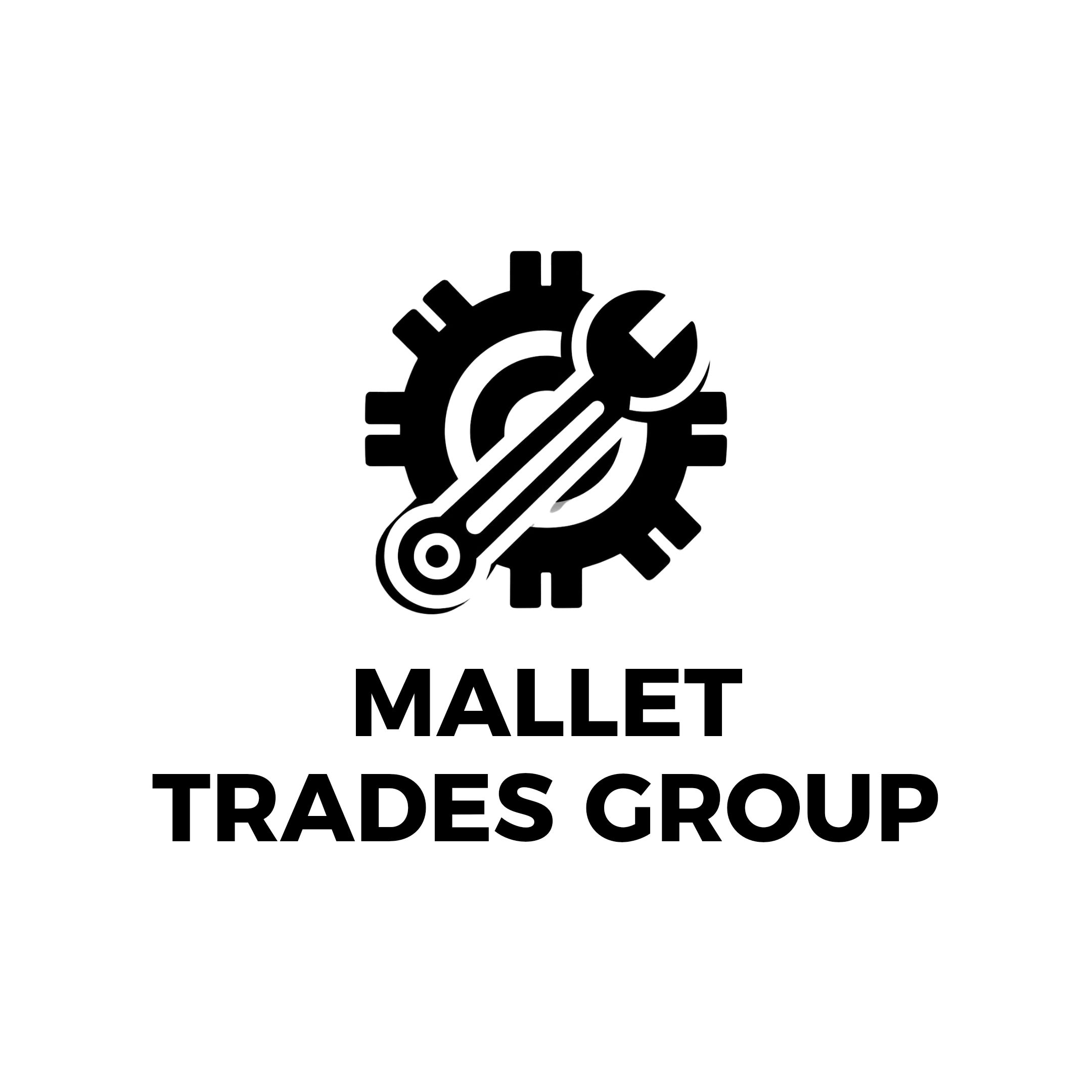 White background with black logo for mallet trades group